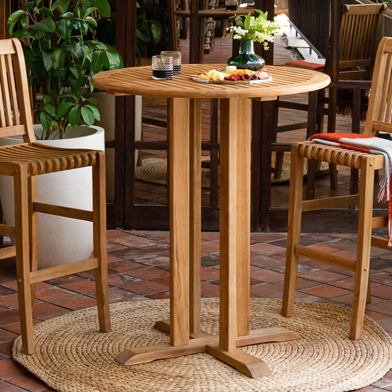Red Barrel Studio® Broerine Teak Wood Outdoor Bistro Table | Wayfair